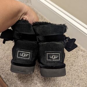 UGG Black Suede Boots with Bow Detail